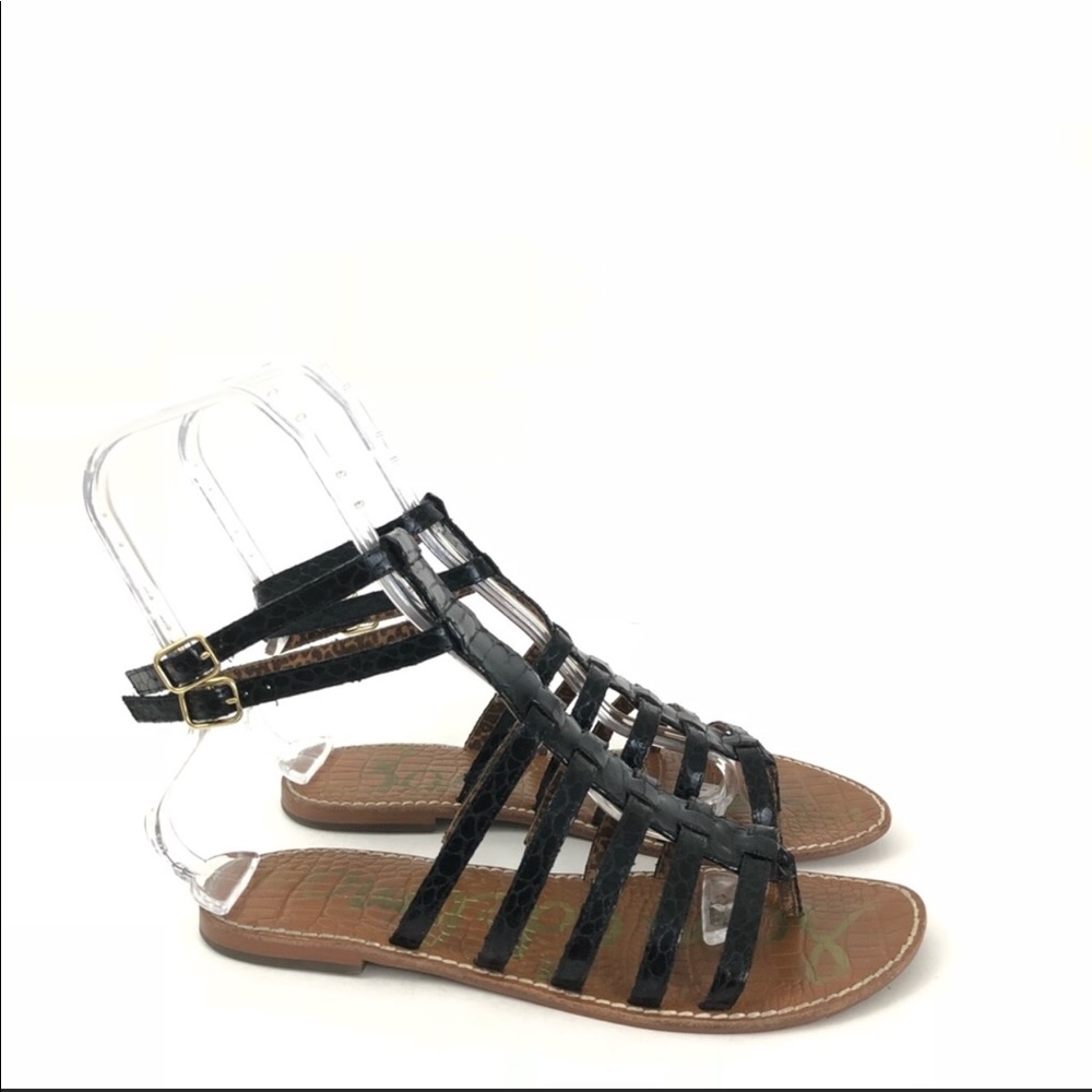 Same Edelman boa print gilda gladiator black shoes